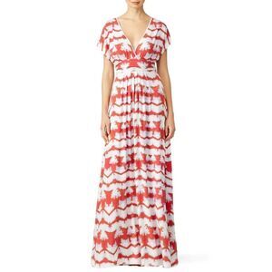 Lemon Tart Maxi Dress Size‎ Small S Coral Meridian Knit Empire Waist V Neck NEW